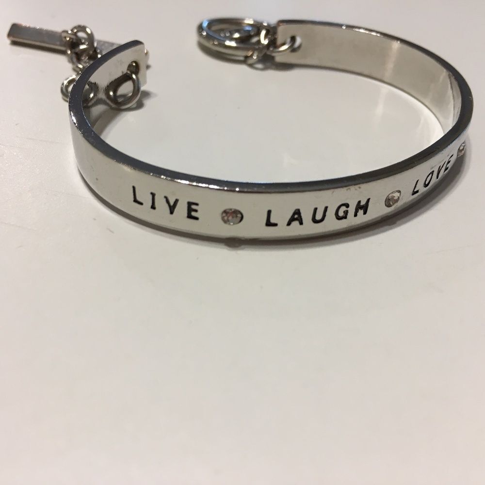 BCBG Live Laugh Love A Lot Silver Tone Bracelet